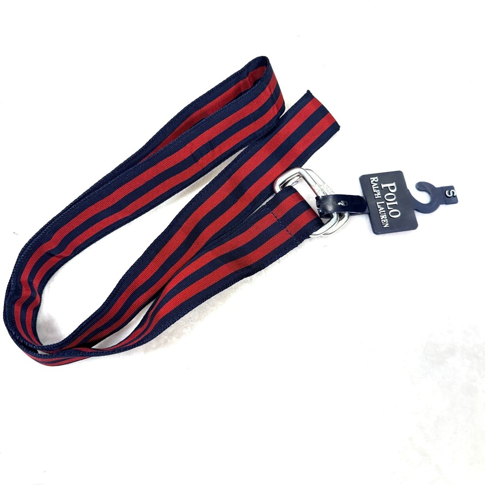 Polo Ralph Lauren Grosgrain Ribbon Belt Small Navy Red Striped Adjustable USA